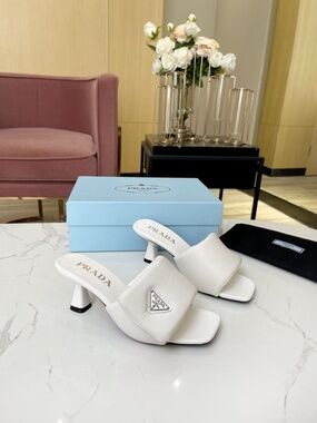Prada Padded Calzature Donna White Mule  - BRAND NEW